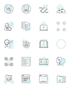 Cloud eventuality linear icons set. Clouds, Virtualization, Automation Stock Illustration