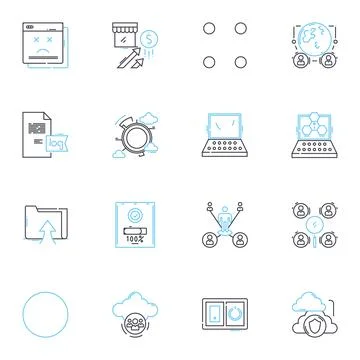 Cloud eventuality linear icons set. Clouds, Virtualization, Automation Stock Illustration
