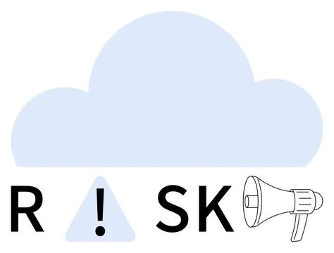 Cloud with exclamation mark, megaphone, and letters spelling RISK represent.. Stock Illustration