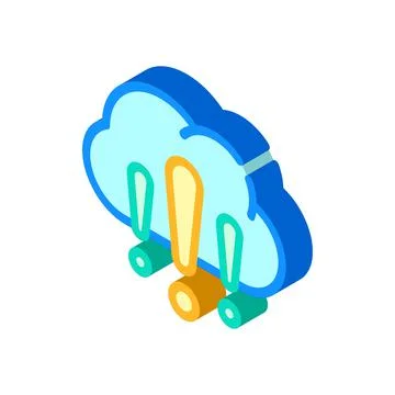 Cloud exclamation marks isometric icon vector illustration 스톡 일러스트