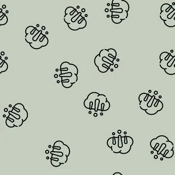 Cloud exclamation marks line vector seamless pattern Stock Illustration