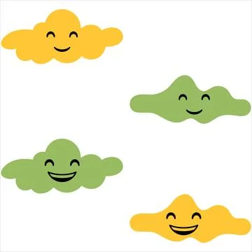 Cloud with face. Clouds collection. clouds. smiling face of clouds Stock Illustration