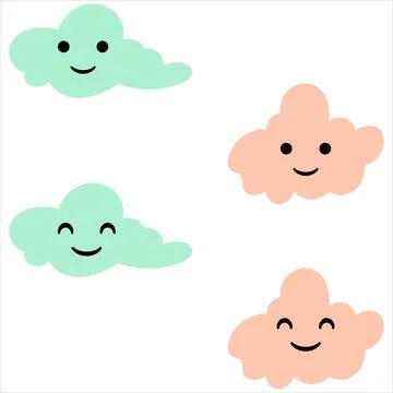 Cloud with face. Clouds collection. clouds. smiling face of clouds Stock Illustration