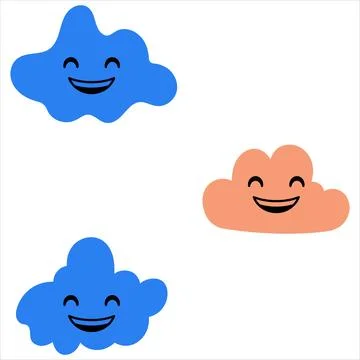 Cloud with face. Clouds collection. clouds. smiling face of clouds Illustrazione stock