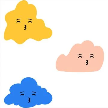 Cloud with face. Clouds collection. clouds. smiling face of clouds Stock Illustration