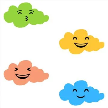 Cloud with face. Clouds collection. clouds. smiling face of clouds Stock Illustration