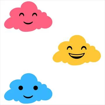 Cloud with face. Clouds collection. clouds. smiling face of clouds Stock Illustration