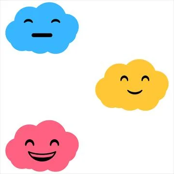 Cloud with face. Clouds collection. clouds. smiling face of clouds Stock Illustration
