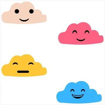 Cloud with face. Clouds collection. clouds. smiling face of clouds Stock Illustration