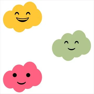 Cloud with face. Clouds collection. clouds. smiling face of clouds Stock Illustration