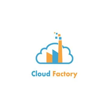 Cloud Factory Logo Design Template Flat Style Vector 스톡 일러스트