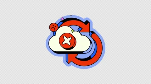 Cloud failed synchronization animated UI overlay in neo brutalism Stock Footage 332233028