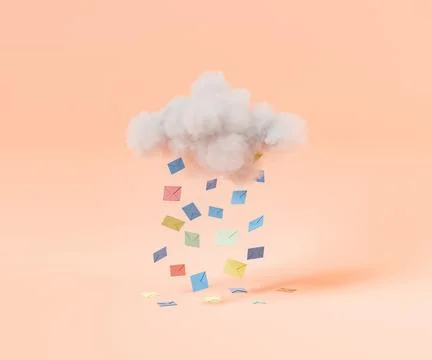 Cloud with falling card envelopes Stock Illustration