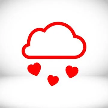From the cloud falling hearts icon stock vector illustration flat design 스톡 일러스트