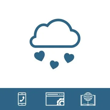 From the cloud falling hearts icon stock vector illustration flat design 스톡 일러스트