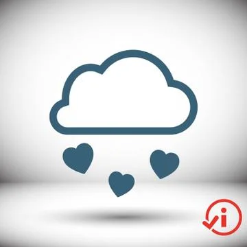 From the cloud falling hearts icon stock vector illustration flat design イラスト素材