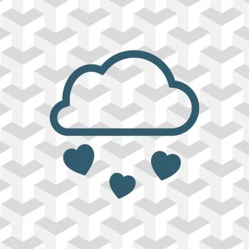 From the cloud falling hearts icon stock vector illustration flat design イラスト素材