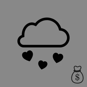 From the cloud falling hearts icon stock vector illustration flat design Stock Illustration