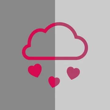 From the cloud falling hearts icon stock vector illustration flat design Stock Illustration