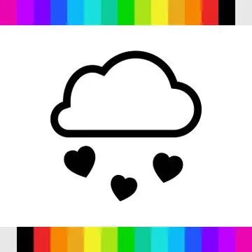 From the cloud falling hearts icon stock vector illustration flat design イラスト素材