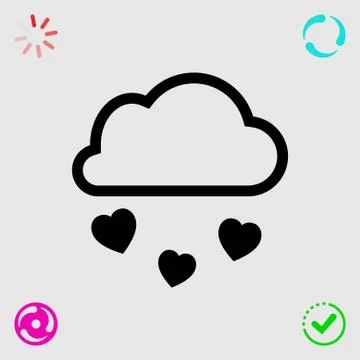 From the cloud falling hearts icon stock vector illustration flat design 库存插图