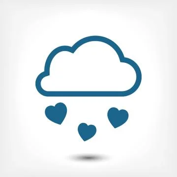 From the cloud falling hearts icon stock vector illustration flat design 스톡 일러스트