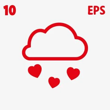 From the cloud falling hearts icon stock vector illustration flat design Stock Illustration