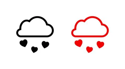 From the cloud falling hearts icon stock vector illustration flat design イラスト素材