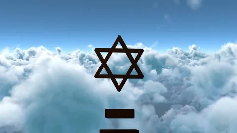 Cloud field initiating motion, swelling to hide lower bars, centered star Stock Footage 338356287