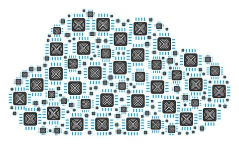 Cloud Figure of ASIC Processor Icons Illustrazione stock