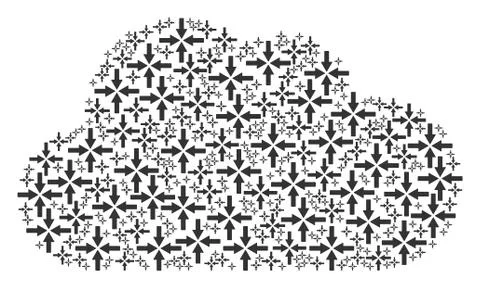 Cloud Figure of Collide Arrows Icons Illustrazione stock