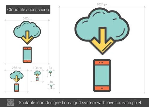 Cloud file access line icon Stock Illustration
