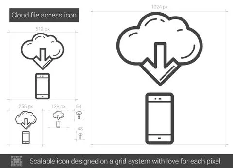 Cloud file access line icon Stock Illustration