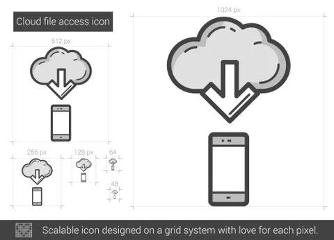 Cloud file access line icon 스톡 일러스트