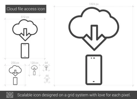 Cloud file access line icon. Stock Illustration