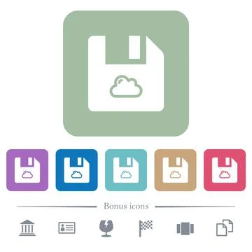 Cloud file flat icons on color rounded square backgrounds Stock Illustration
