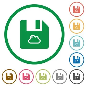 Cloud file flat icons with outlines Stock Illustration