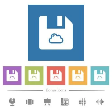 Cloud file flat white icons in square backgrounds Ilustración de archivo
