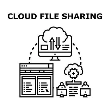 Cloud file sharing concept with digital data network Stock Illustration