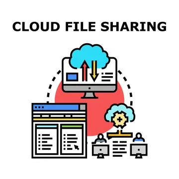 Cloud file sharing concept with digital data network 库存插图