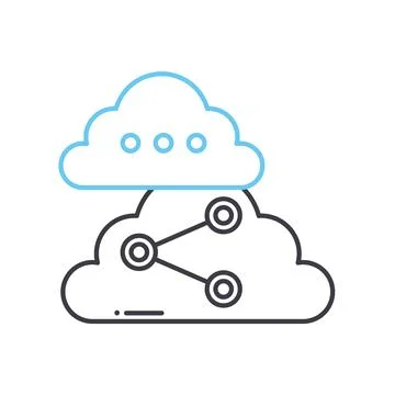 Cloud file sharing line icon, outline symbol, vector illustration, concept sign Stockillustratie