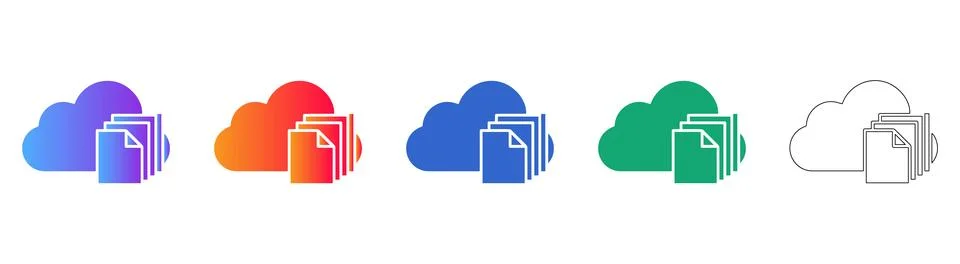Cloud File Storage Vector Icons Set icon set Stock Illustration
