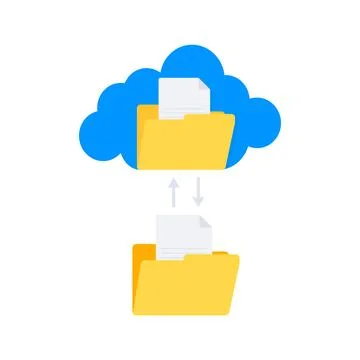 Cloud file sync. File Folder with synchronization Cloud. Data transfer 스톡 일러스트