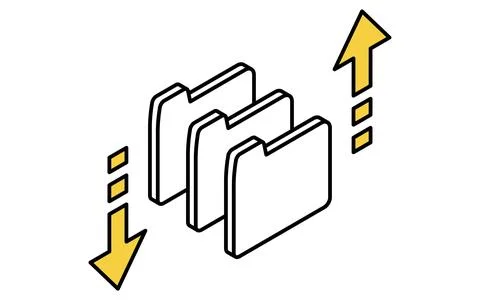 Cloud file upload and download isometric line icon with document and cloud .. 스톡 일러스트