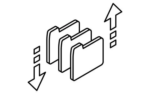 Cloud file upload and download isometric line icon with document and cloud .. Stock Illustration