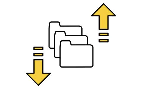 Cloud file upload and download line icon with document and cloud arrows Stock Illustration
