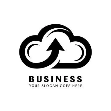 Cloud File Upload Logo Design with Dynamic Upward Arrow Stock Illustration