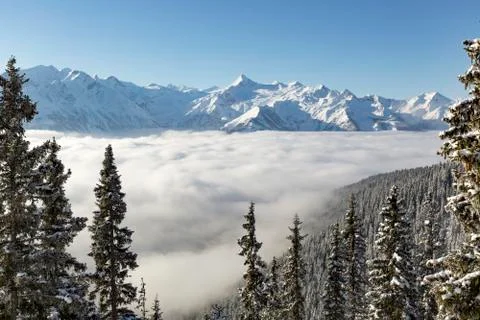 Cloud Filled Alpine Valley Stock Photos