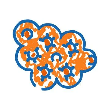 Cloud filled with gears representing a thinking brain Illustrazione stock