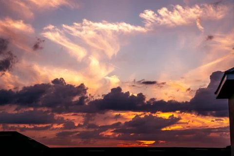 Cloud Filled Sunset Stock Photos